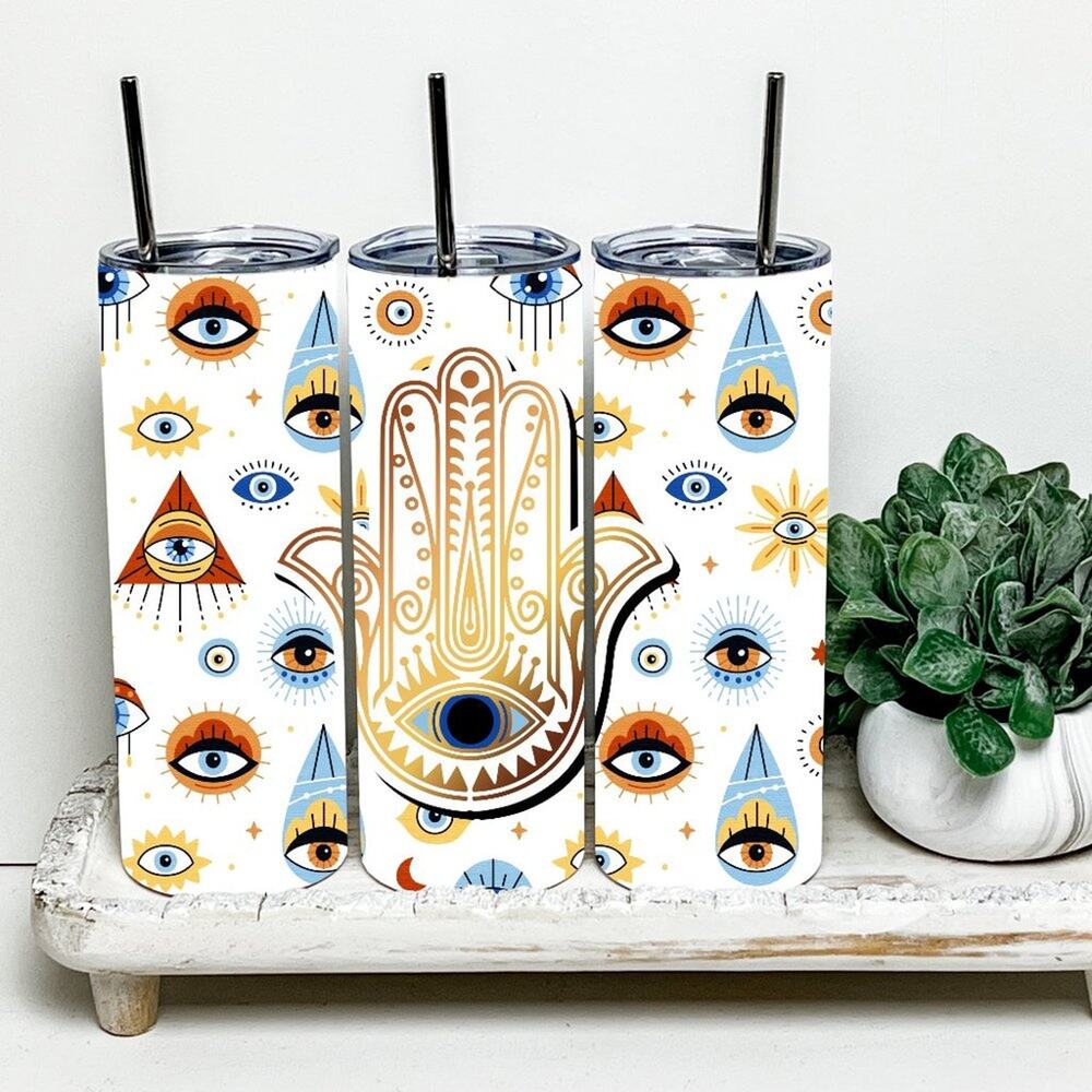 Evil Eye 20oz Tumbler With Metal Straw
